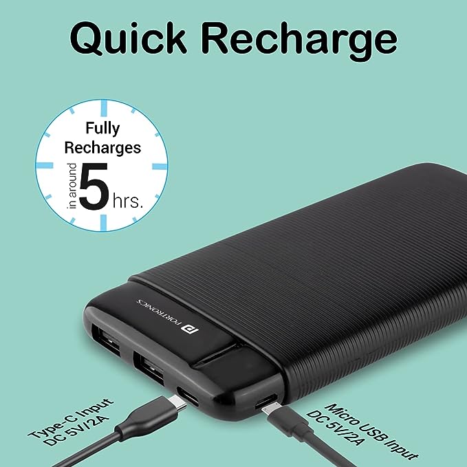 Portronics Power PRO 10K 10000 mAh,10w Slim Power Bank with Dual USB Output Port for iPhone, Anrdoid & Other Devices.(Black) Portronics Power PRO 10K 10000 mAh,10w Slim Power Bank with Dual USB Output Port for iPhone, Anrdoid & Other Devices.(Black)